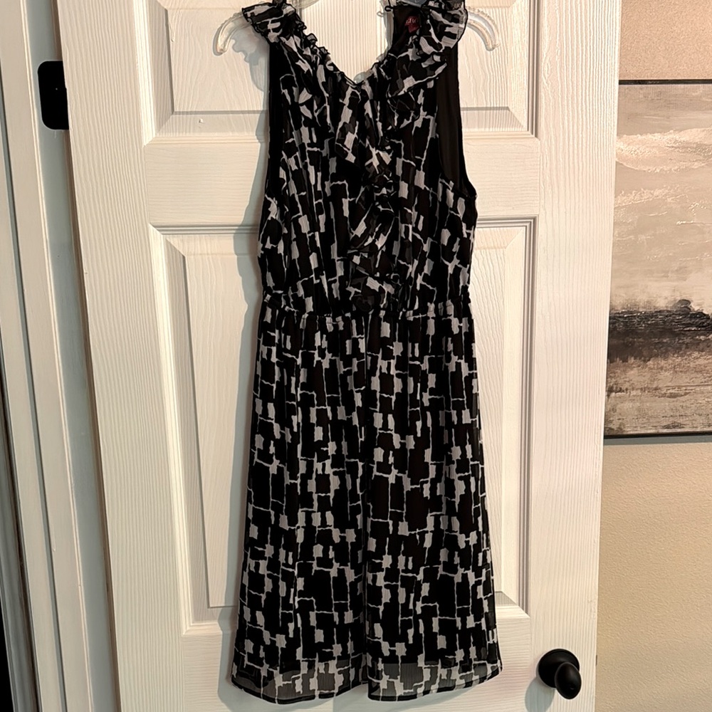 Merona Black and White Pleated Halter Midi Dress